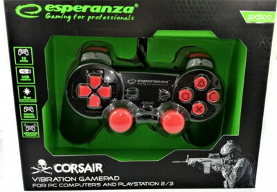 Ovladač Corsair Esperanza GX500 (PC/PS2/PS3) černo-červený