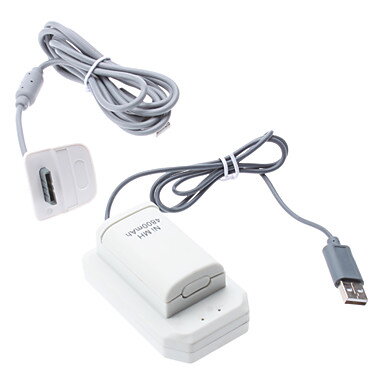 XBOX 360 Externí nabíječka baterií + Baterie a nabíjecí kabel bílá