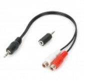 Audio kabel 3,5mm jack samec na 2x RCA samice + redukce 2,5mm 