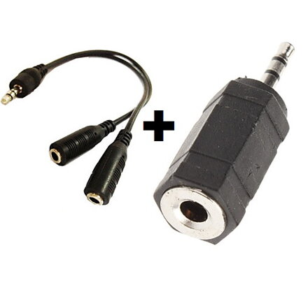Audio kabel 3.5mm Jack samec na 2x 3.5mm samice+ 2.5mm redukce
