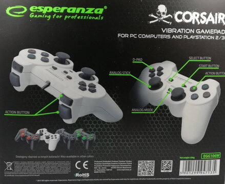 Ovladač Corsair Esperanza GX500 (PC/PS2/PS3) bílý
