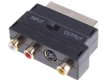 Redukce Scart 21-Pin samec na S-Video+3-RCA samice