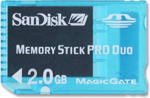 Memory stick pro duo 2 GB Sandisk BLUE