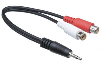 Audio kabel 3,5mm jack samec na 2x RCA samice + redukce 2,5mm 
