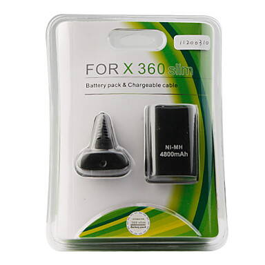 XBOX 360 Baterie 4800mAh + nabíjecí kabel ČERNÁ